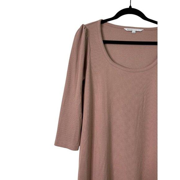 The Nines By Hatch Dusty Pink Ribbed Stretch Midi Length Maternity Dress Size L - Picture 6 of 13